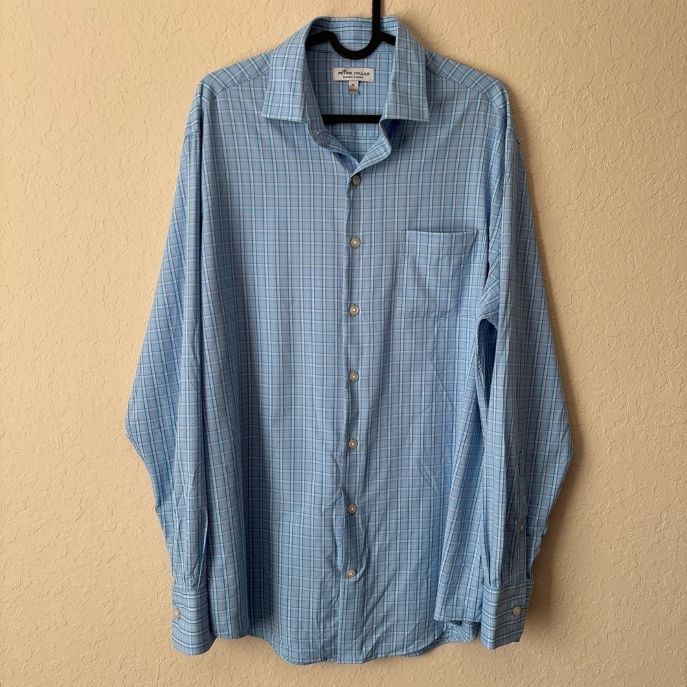 Peter Millar | Men's Summer Comfort Lightweight Long Sleeve Button Down Size M